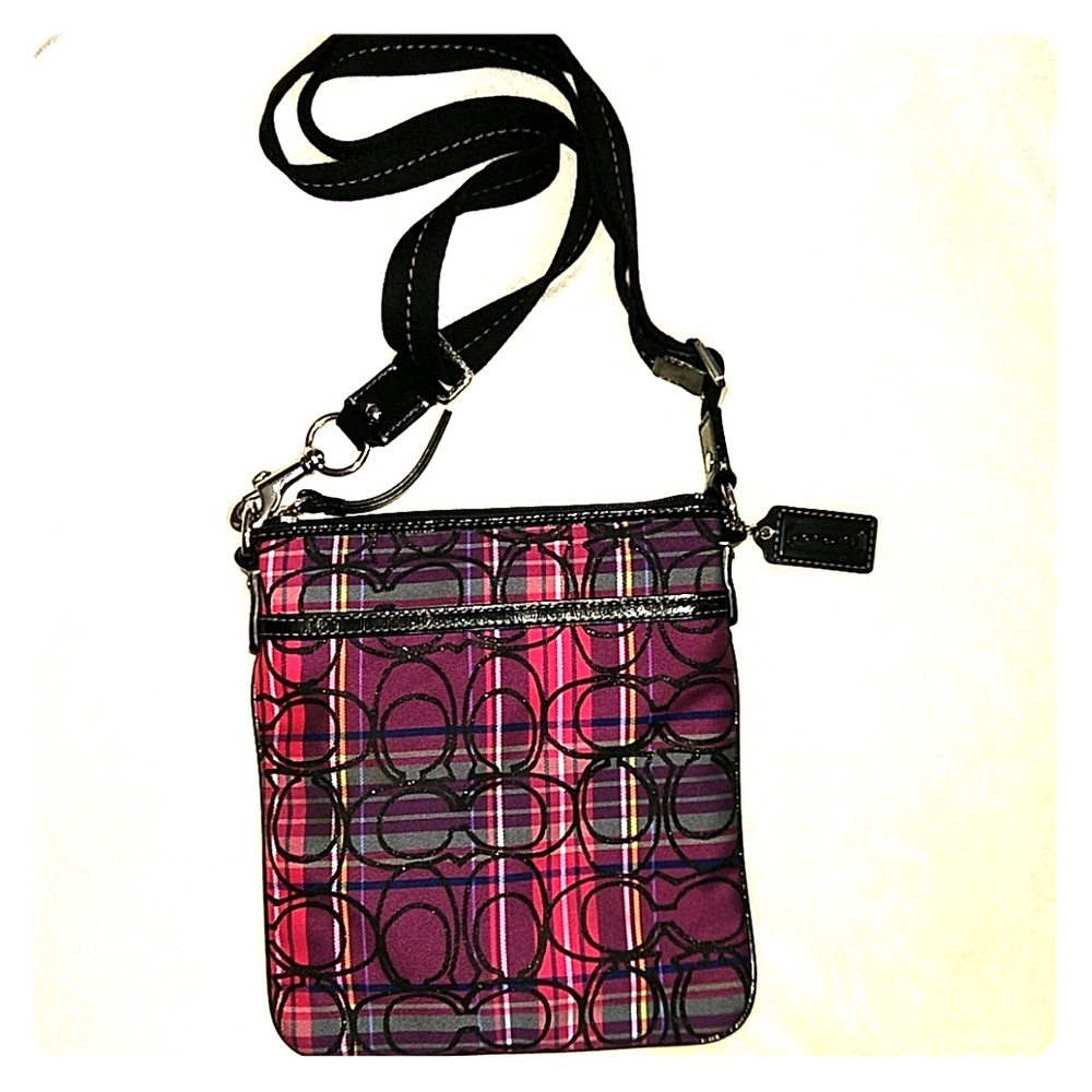 Coach tartan plaid poppy swing pack
